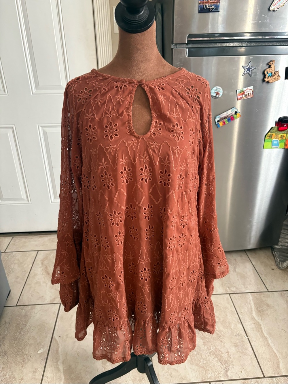 Shyanne Rust Eyelet Tunic